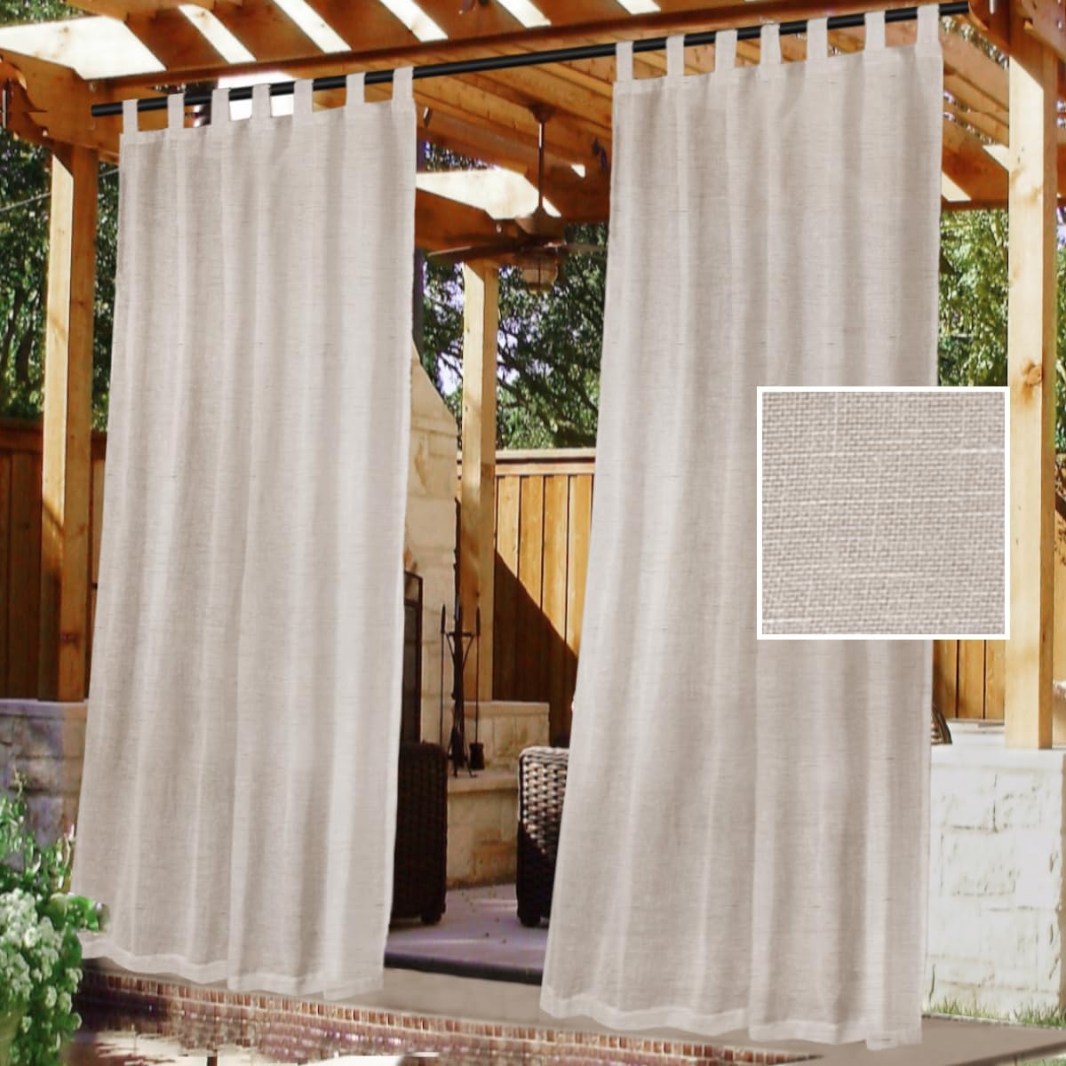 Waterproof Outdoor Sheer Curtains - Privacy & Light Filtering