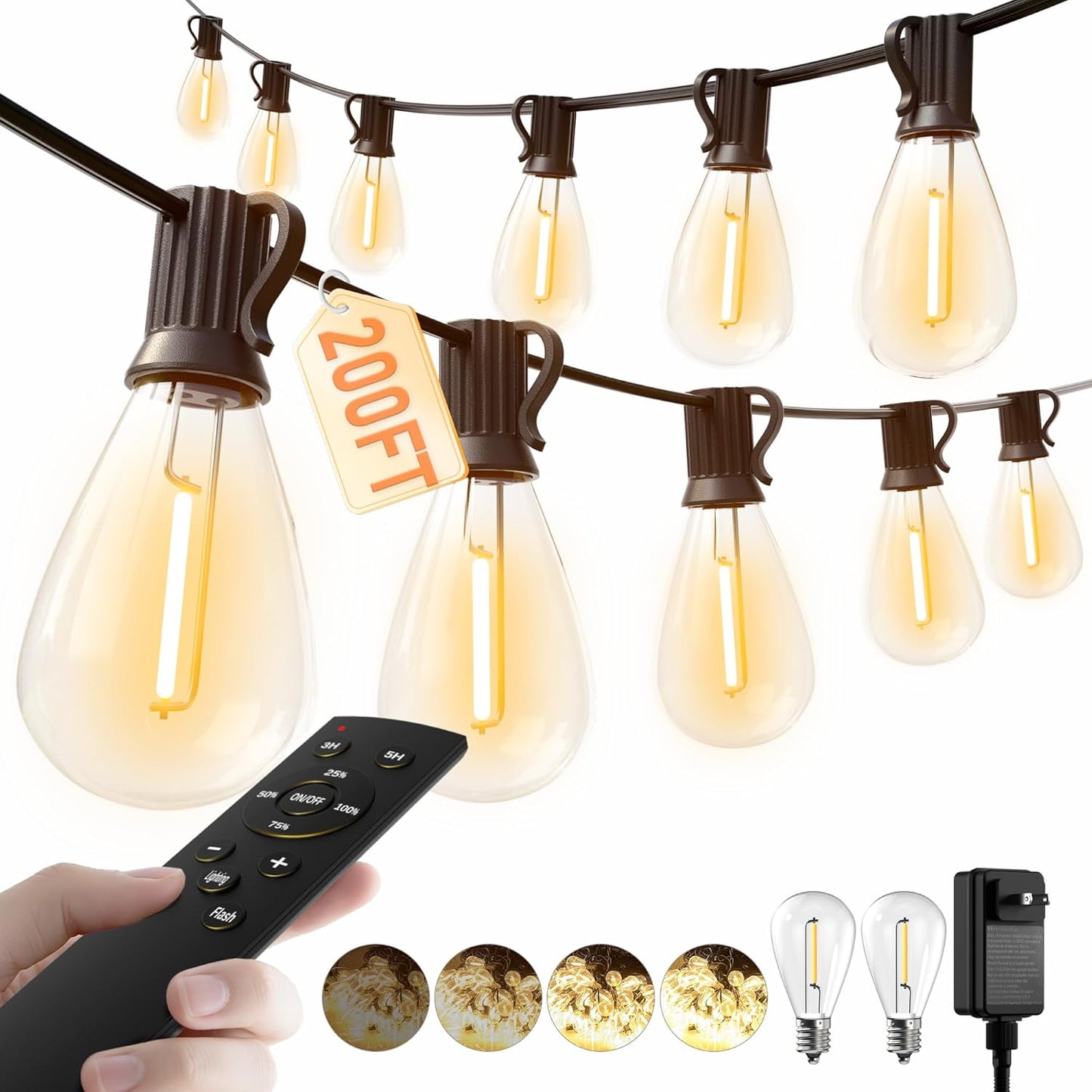 200FT LED Outdoor String Lights with Remote for Any Occasion