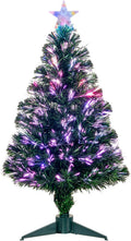 3FT Fiber Optic Green Christmas Tree with Stand - Pre-lit Mini Tree