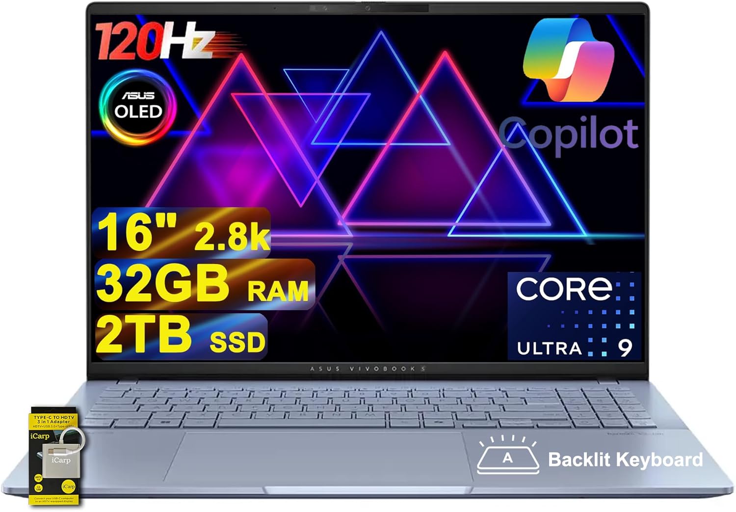 ASUS Vivobook S16 AI PC Laptop 16in 2.8k OLED 120Hz Performance