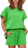 Tankaneo Womens Loungewear Set Short Sleeve Tops and Shorts Shoes