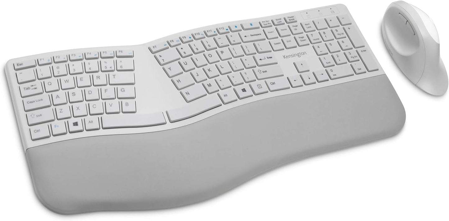 Wireless Ergonomic Keyboard & Mouse Set - Comfort in Grey