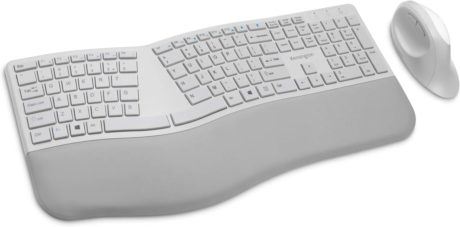Wireless Ergonomic Keyboard & Mouse Set - Comfort in Grey