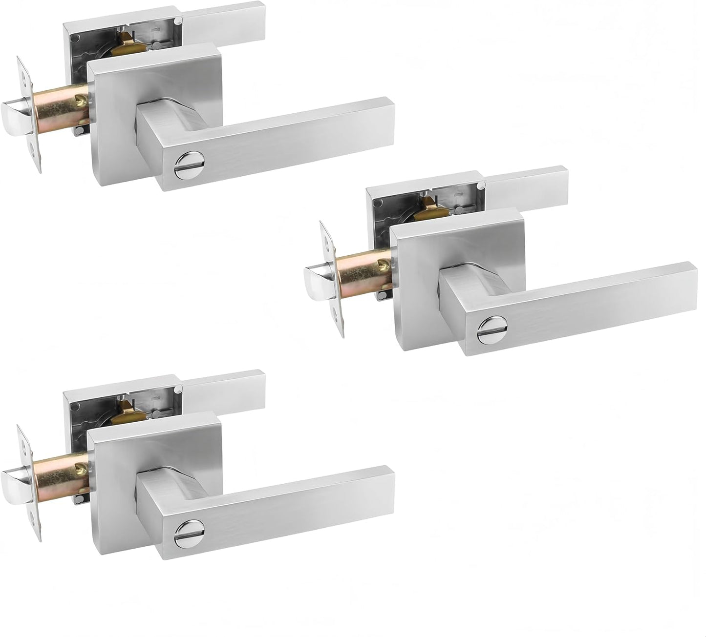 3Packs Keyless Privacy Door Handle Set for Bedrooms & Bathrooms