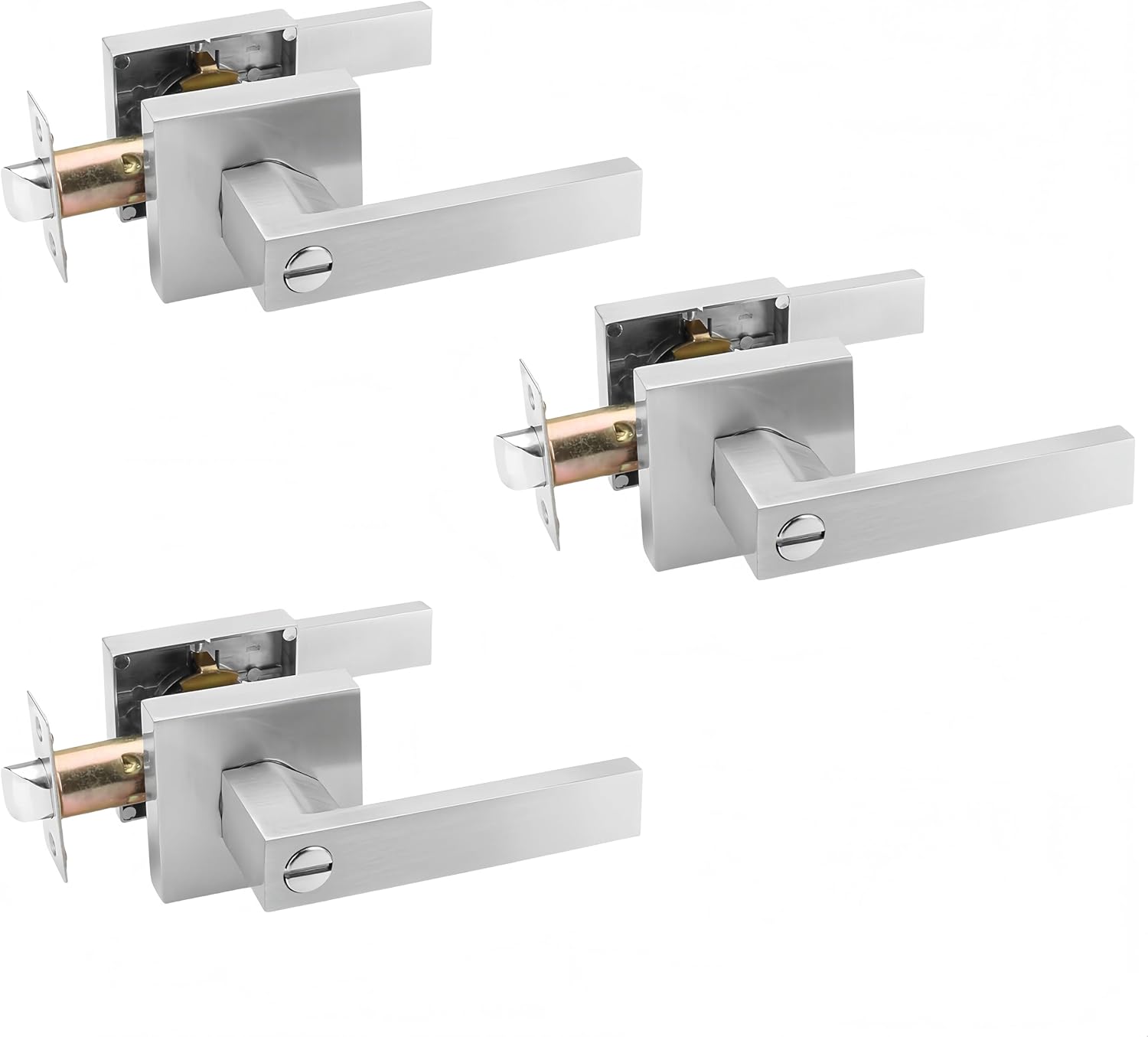 3Packs Keyless Privacy Door Handle Set for Bedrooms & Bathrooms