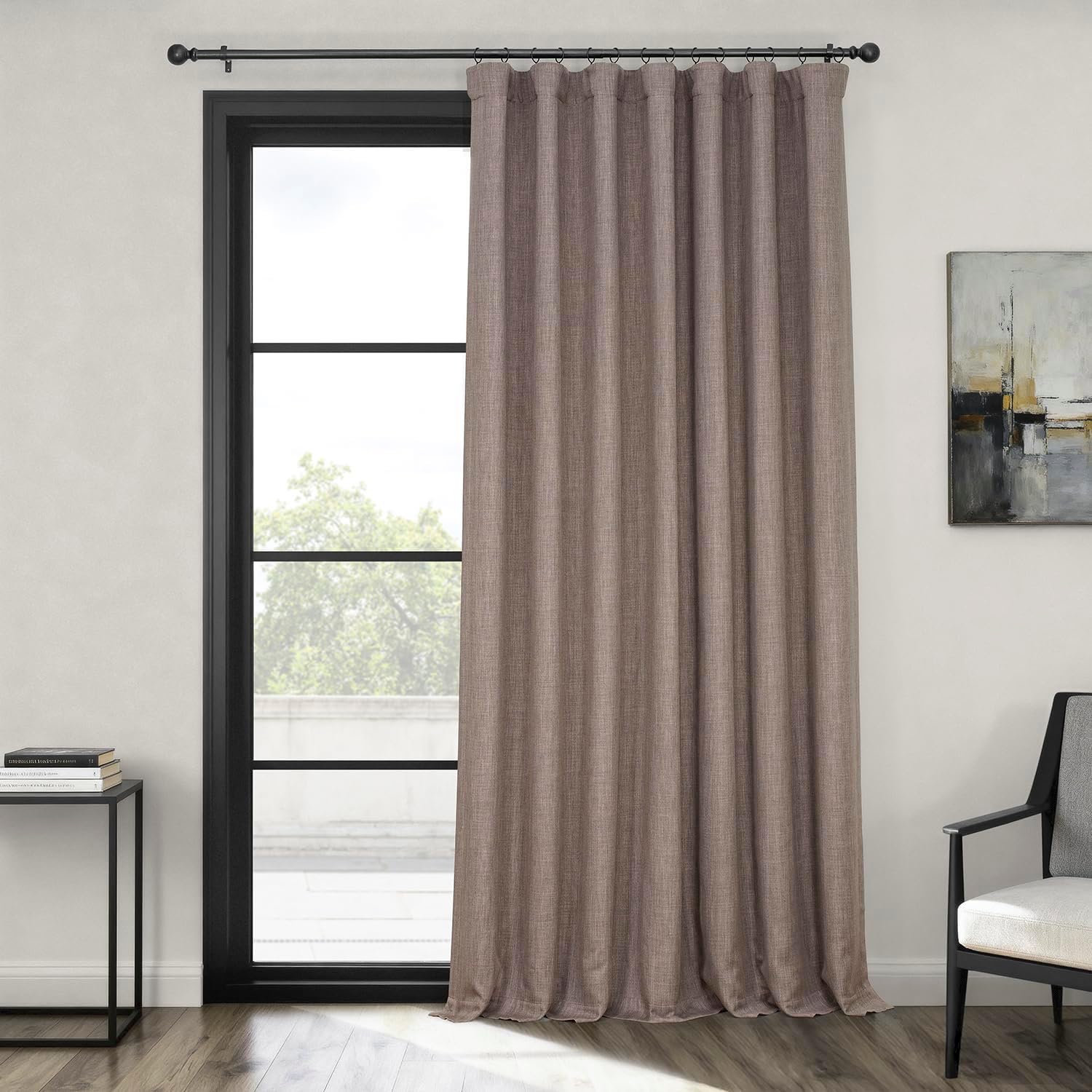 Faux Linen Curtains for Living Room - Room Darkening Drapes
