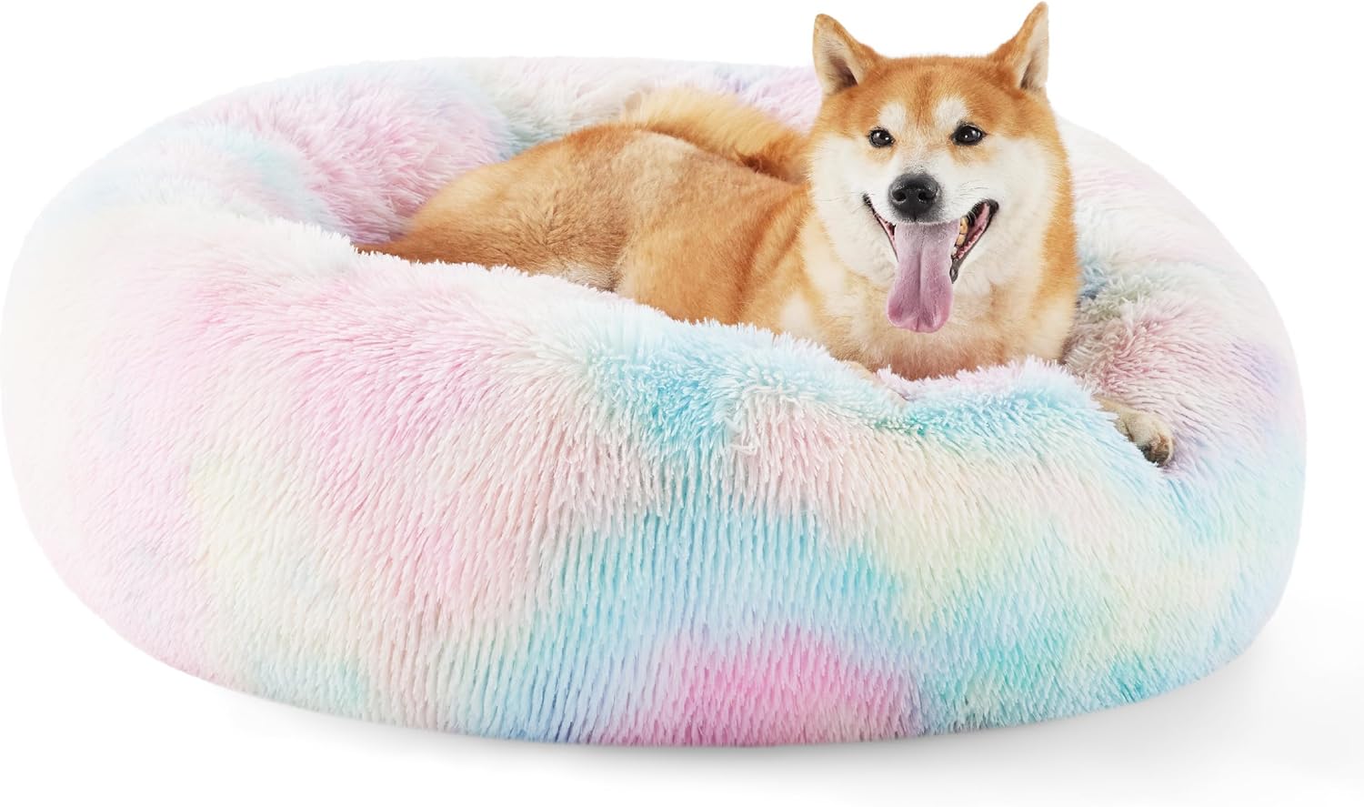 Calming Dog Bed for Medium Dogs - Cozy Donut Design 30 in