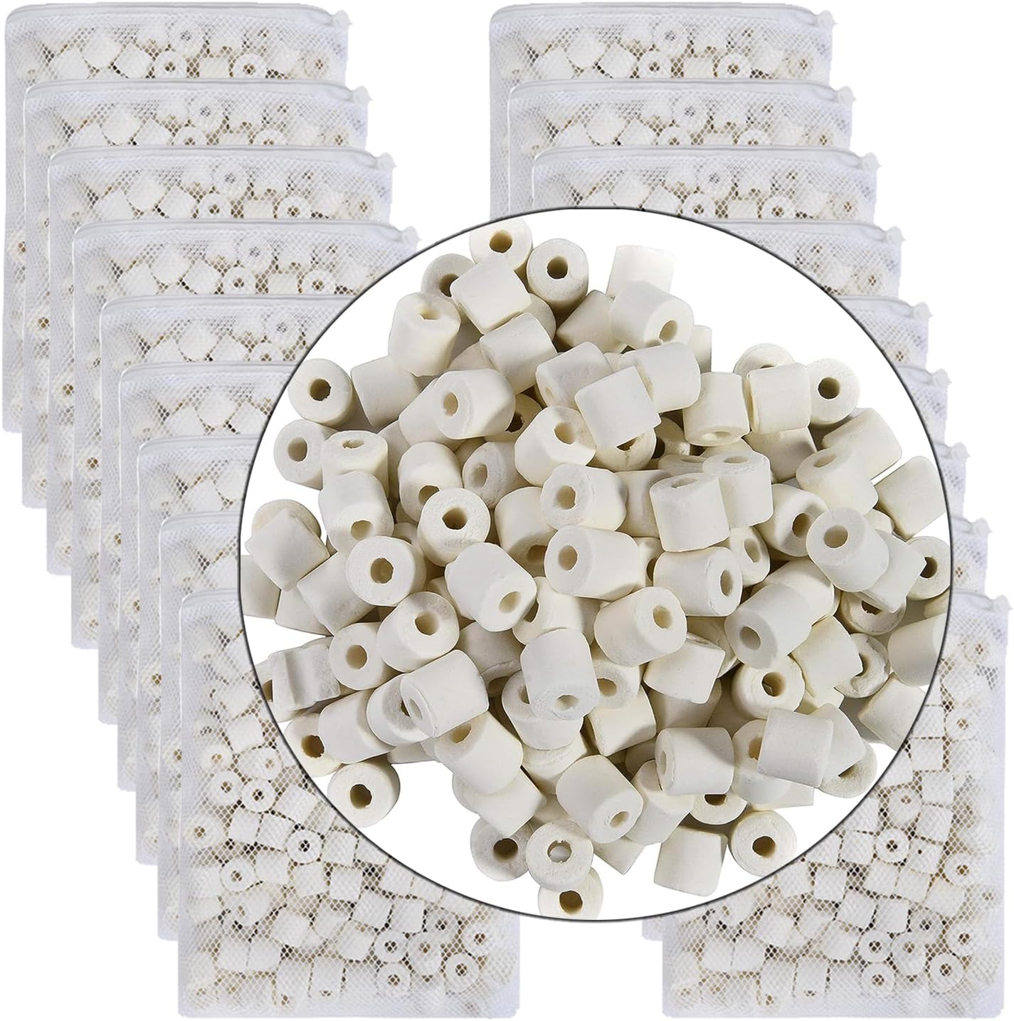 JIHAQUA Aquarium Bio Ceramic Rings for Pond Fish Tank Filters