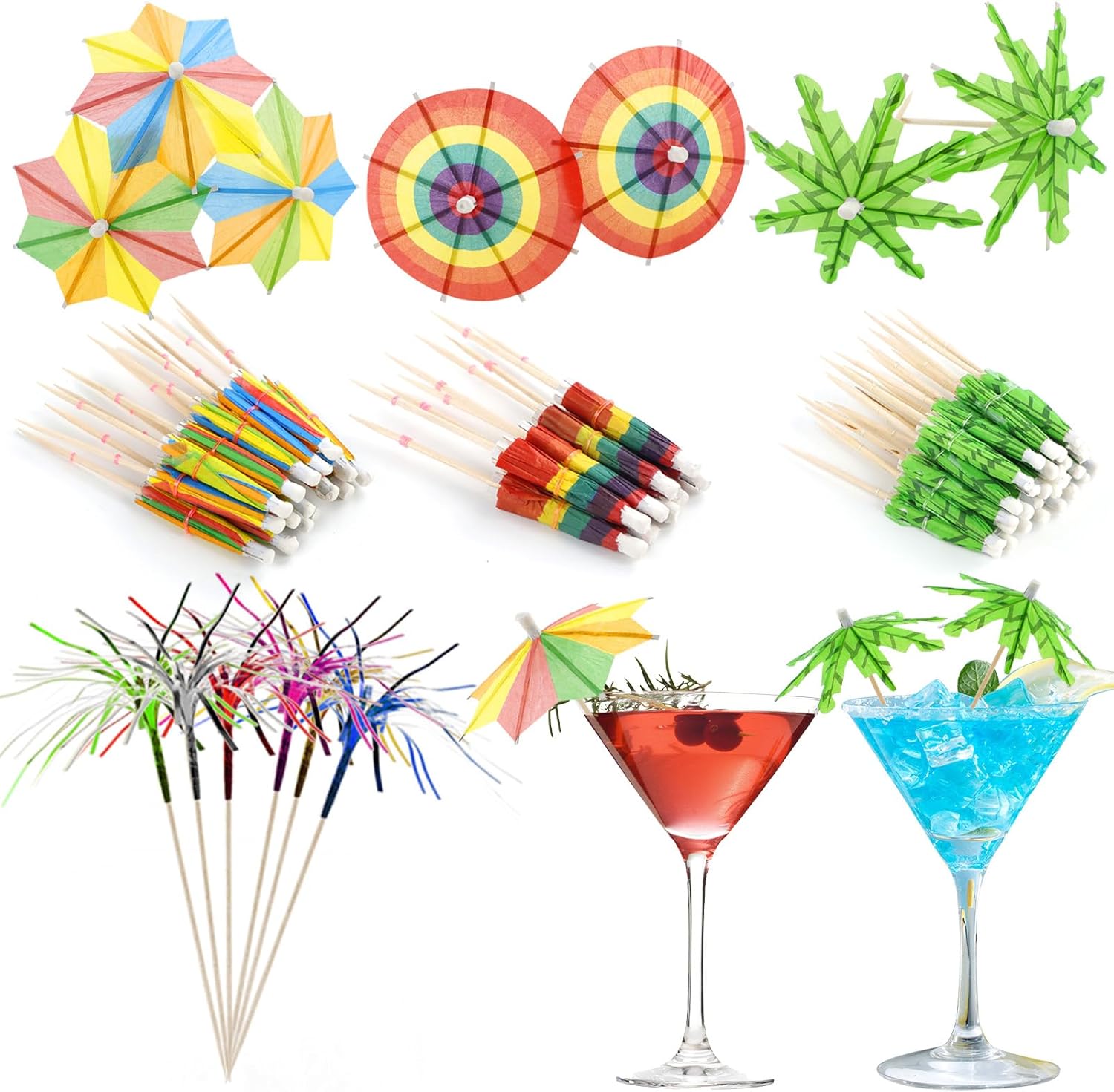 Colorful Cocktail Umbrella Picks - 150 Pcs