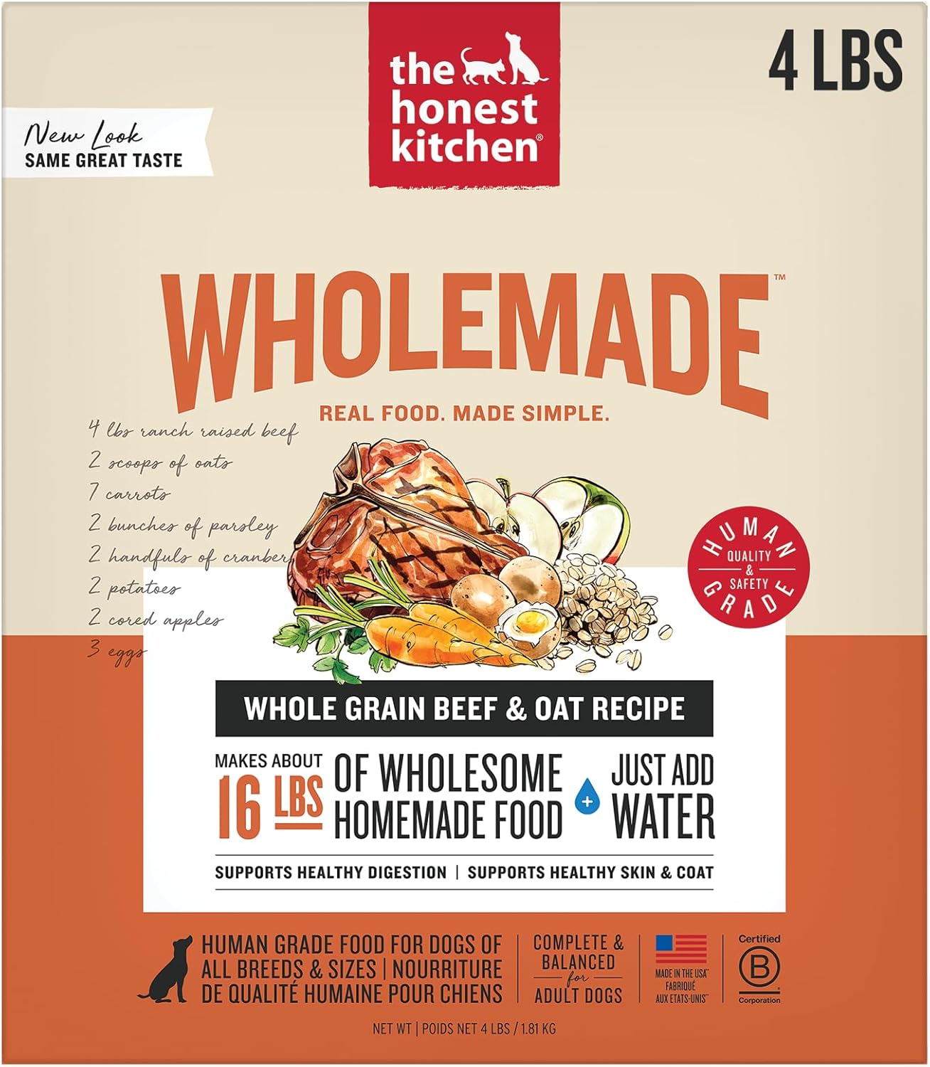 Wholemade Whole Grain Beef & Oat Dog Food for Healthy Dogs