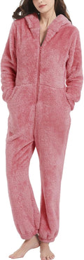 Flygo Womens Onesies Pajamas One Piece Hooded Fuzzy Sleepwear - Warm