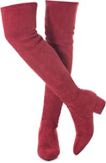 Ruby Red Over-the-Knee Boots for Women - Low Block Heel