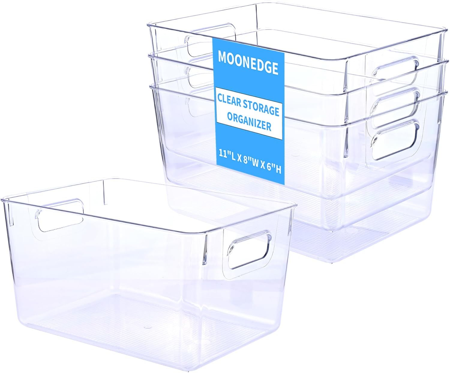 MOONEDGE Clear Plastic Storage Bins for Home Organization