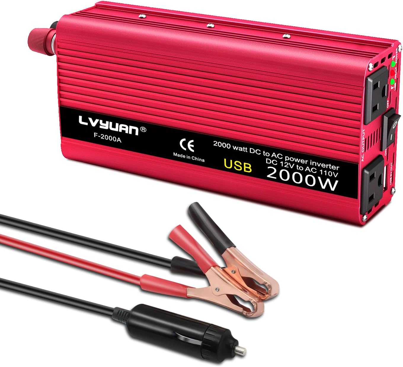 800W Car Power Inverter for Home and Outdoor Use - 12V to 110V