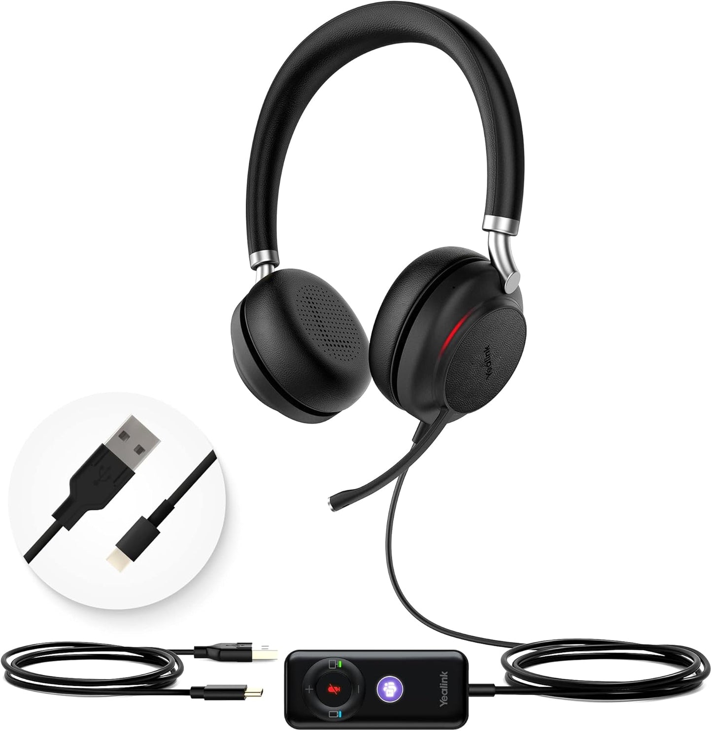 Yealink UH38 Bluetooth USB Wired Headset for Work with Comfort Fit