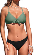 CUPSHE Women's Two Piece Bikini Set Floral Print Knot Bunny Tie Back