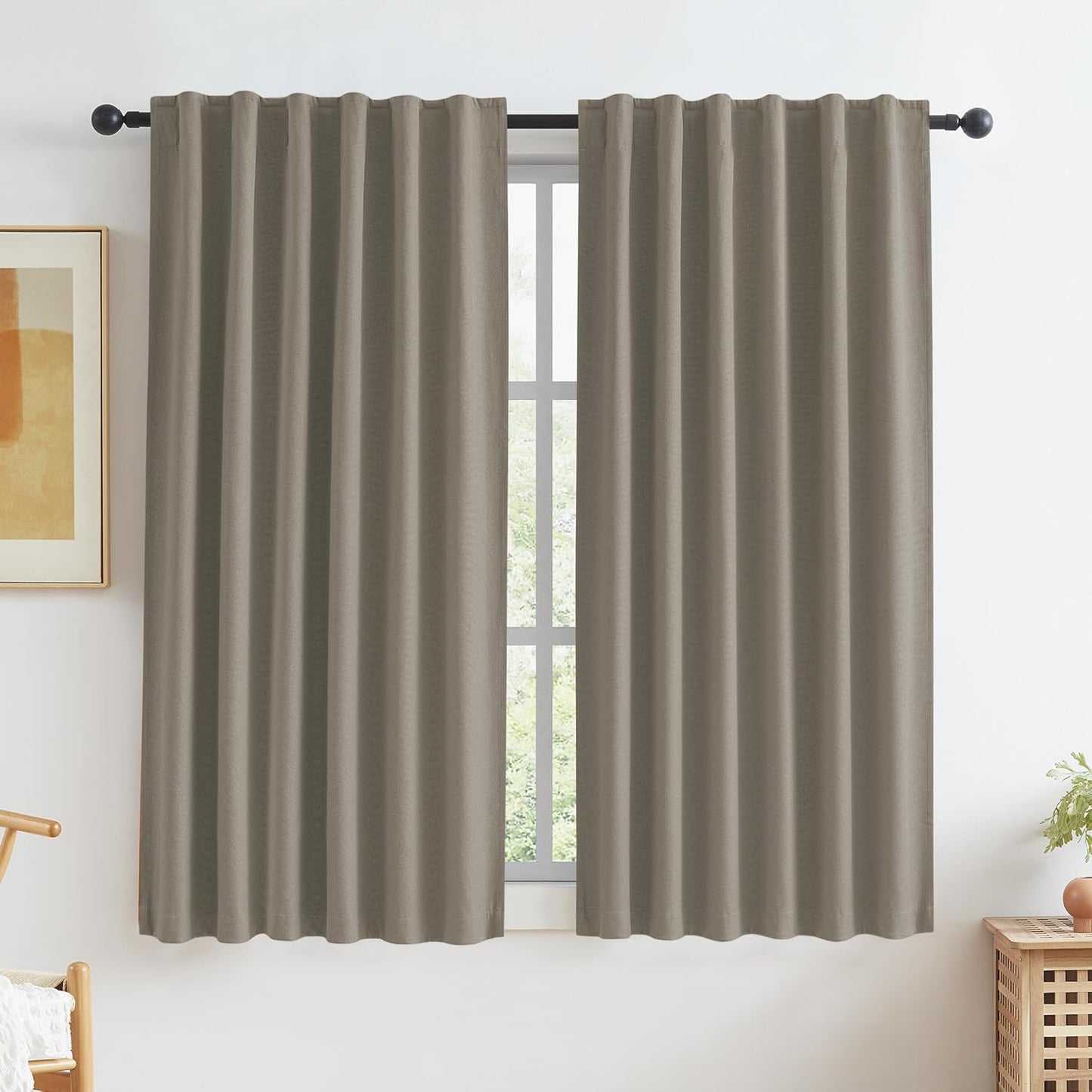 KEQIAOSUOCAI Taupe Blackout Curtains for Rustic Decor Needs