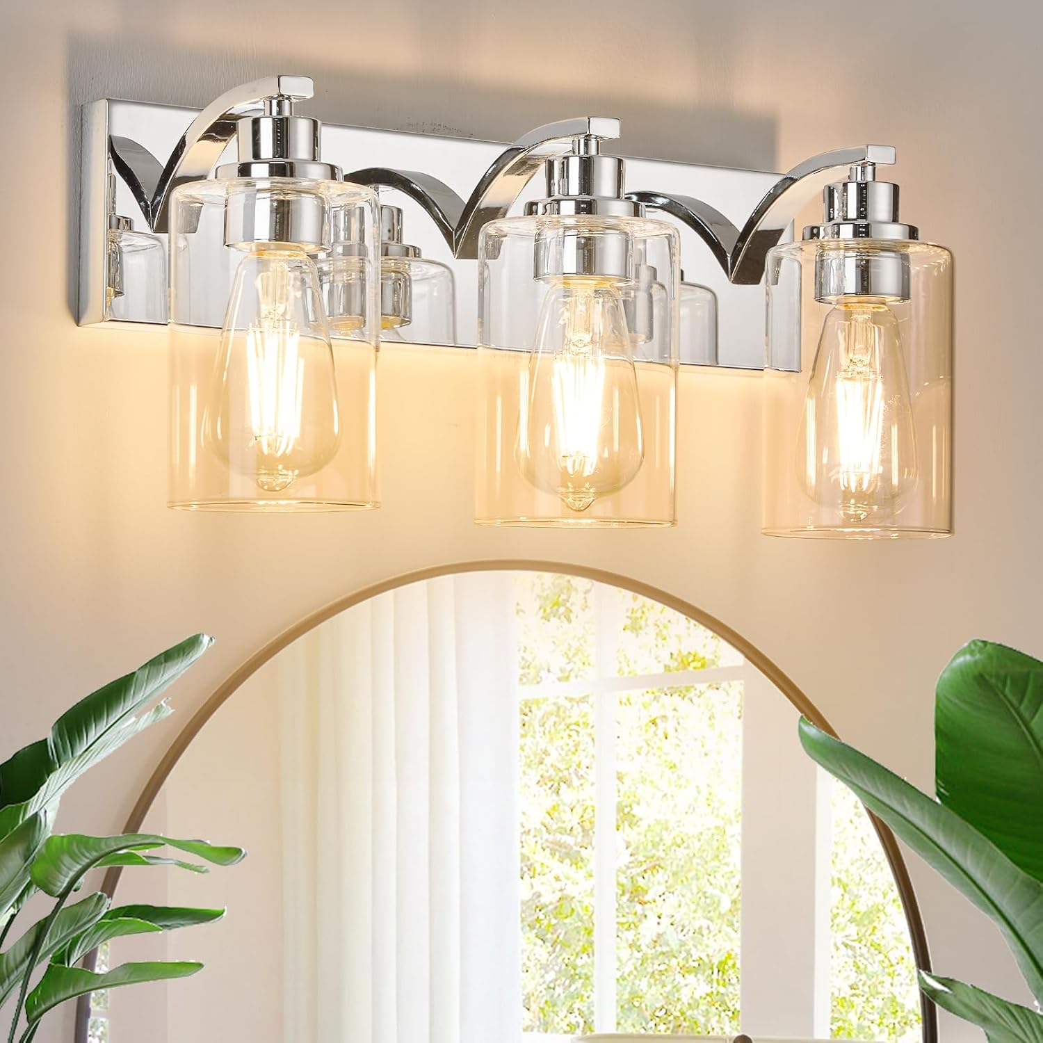 3-Light Bathroom Light Fixtures Modern Chrome Vanity Lights