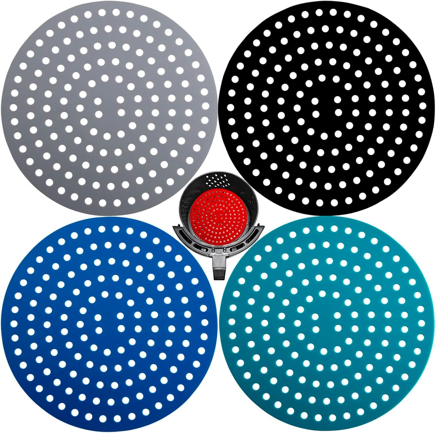 Non-Stick 8 Silicone Air Fryer Liners - 4 Pack