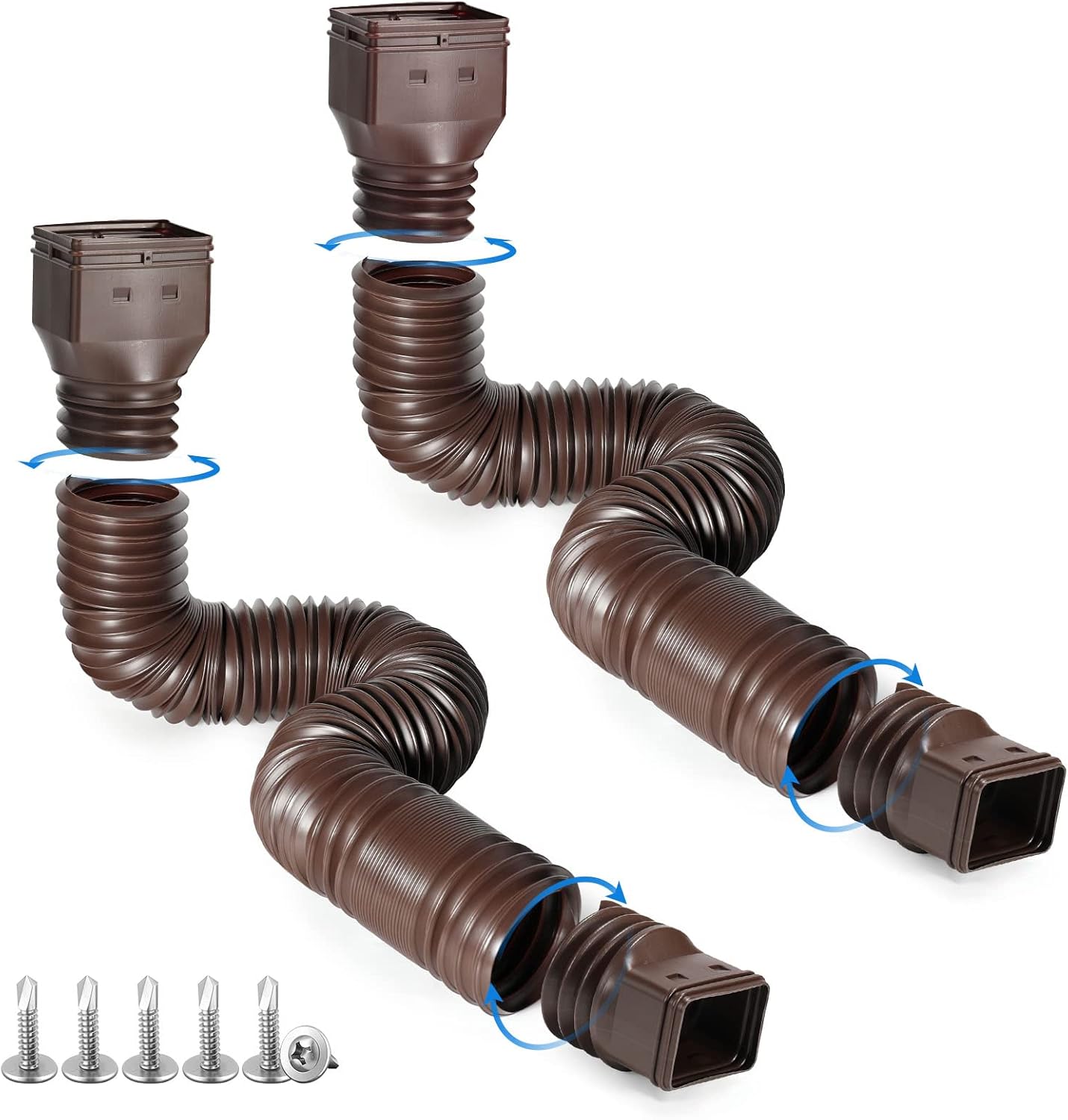 Brown 2-Pack Rain Gutter Downspout Extensions for Drainage
