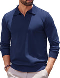 Long Sleeve Polo Shirt Knit Sweater for Men - Lightweight (Style 6618)