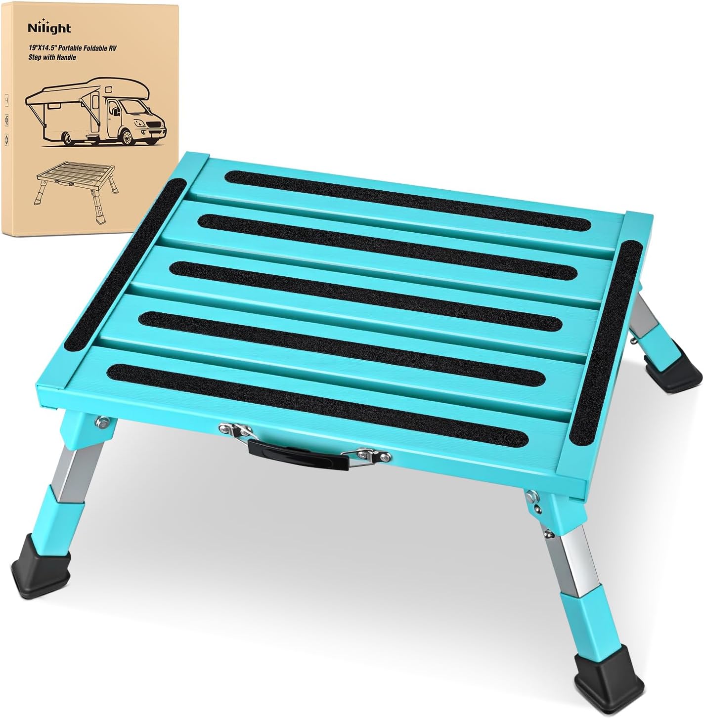 Nilight RV Step Stool Aluminum Folding Platform Steps for Easy Access