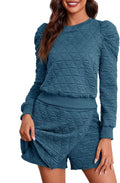 Womens 2 Piece Lounge Wear Set Long Sleeve Argyle Skort - Cozy Chic