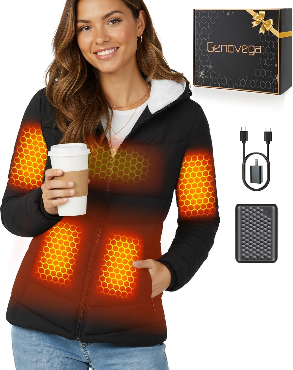Graphene Women Heated Jacket with 12V Fast Charge Battery
