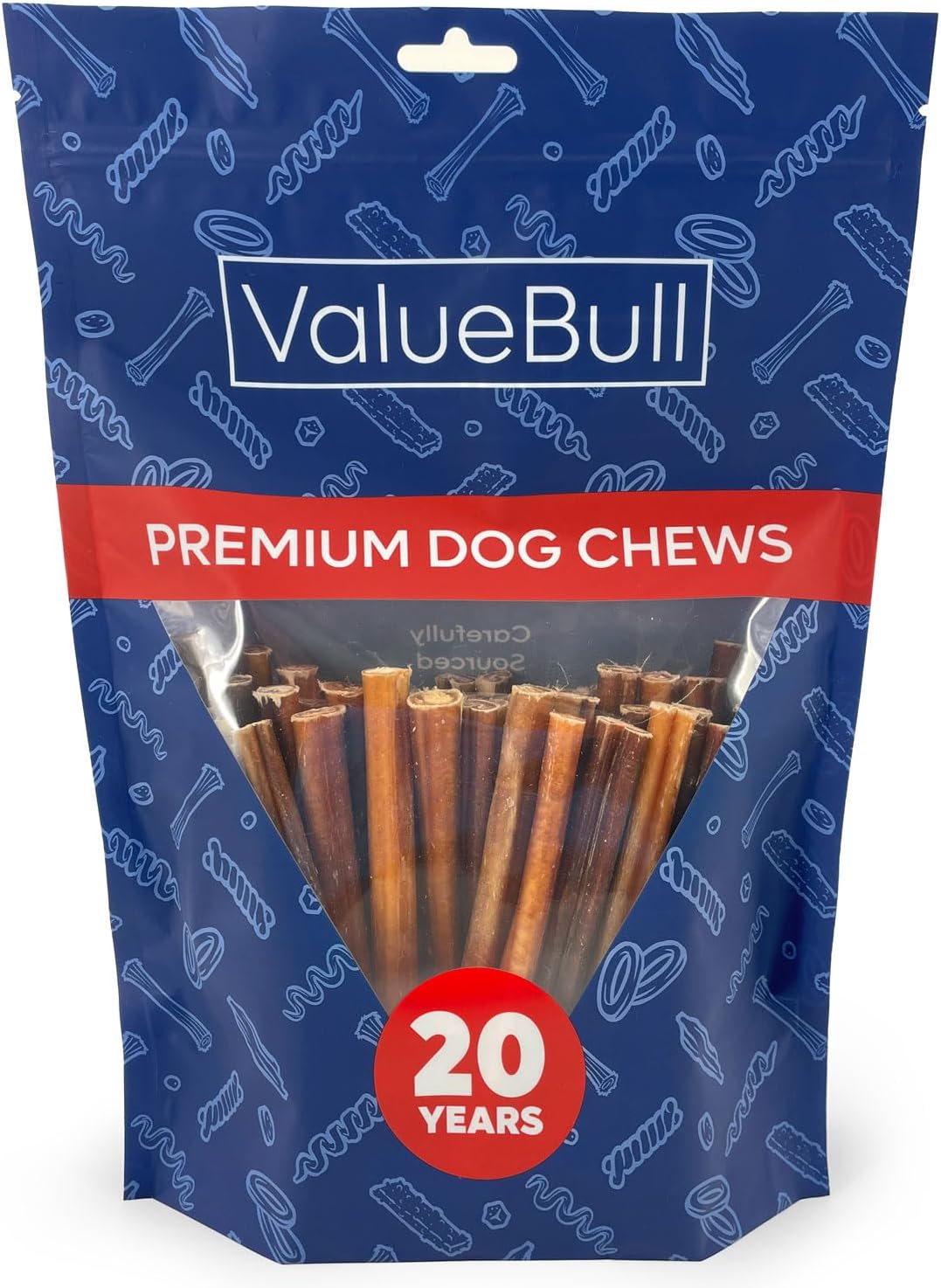 ValueBull Bully Sticks for Small Dogs - Thin 6 Inch Treats