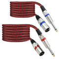 Unbalanced XLR Male to 1/4ft TS Male Mono Cable 15 ft 2-Pack - Durable