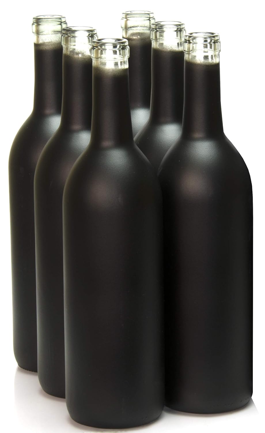 Black Frosted Glass Bordeaux Wine Bottles - Case of 6 - 750ml