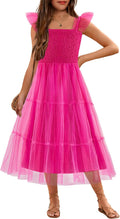 Arshiner Tween Girls Dress with Ruffle Sleeve and Tulle Skirt