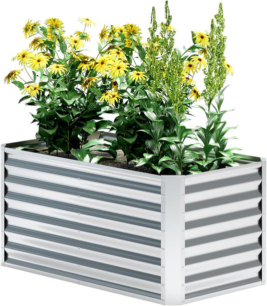 EKX Galvanized Raised Garden Bed for Vegetables and Flowers