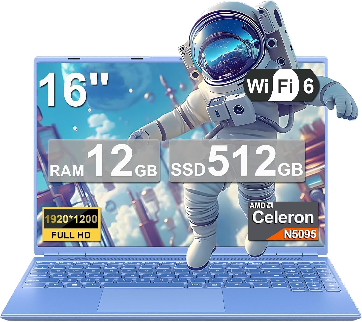 2025 16 Inch Gaming Laptop N5095 with 12GB RAM and 512GB SSD