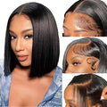 Bob Wig Human Hair 13x4 HD Straight Lace Front Bob Wig - Natural Short