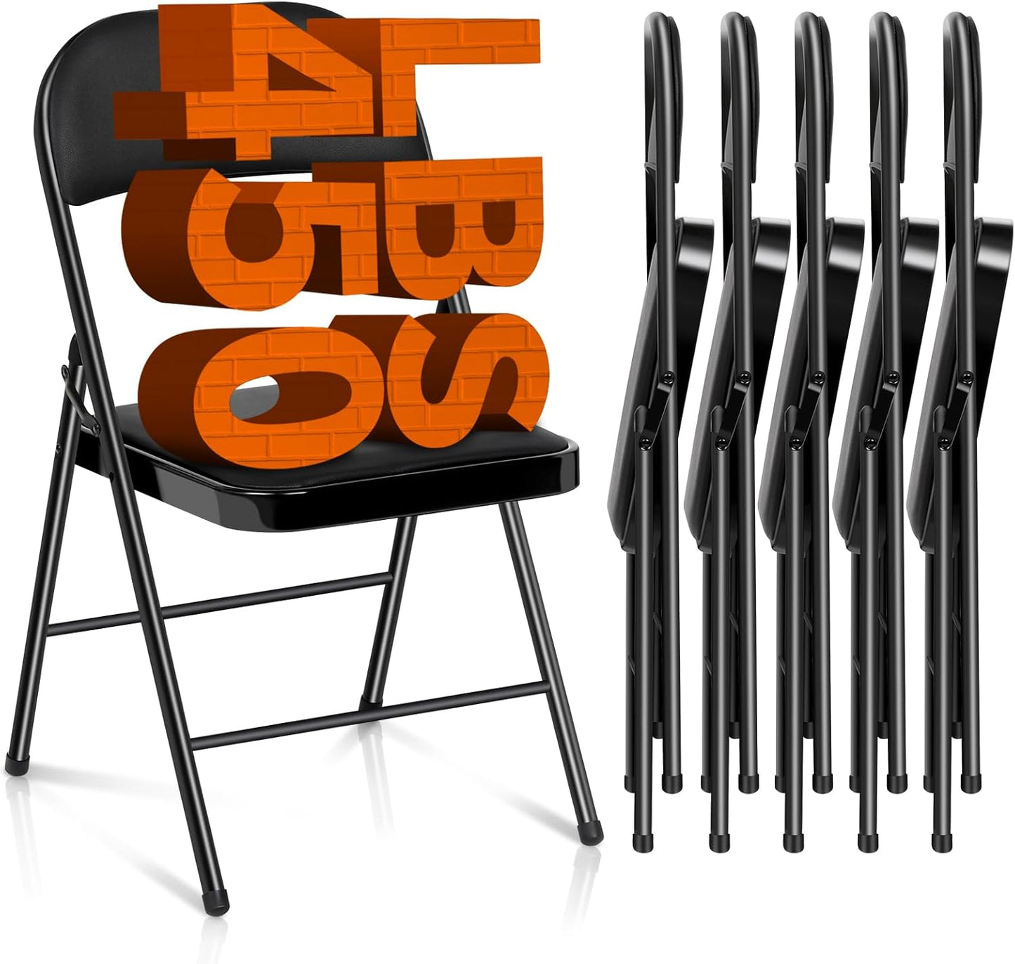 6 Pack Padded Folding Chairs - 450 lb Capacity - Indoor/Outdoor Use