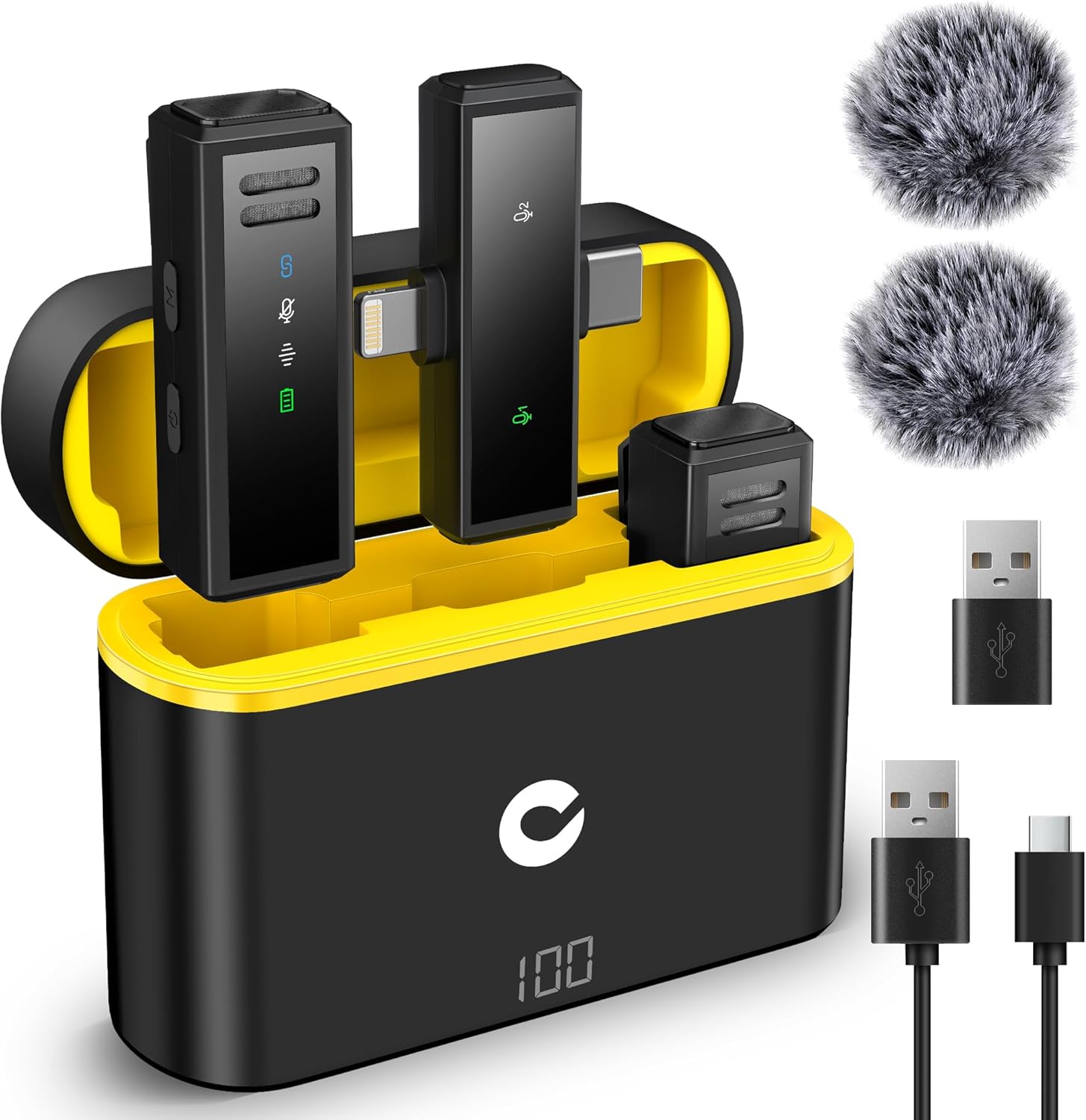 CAHAYA Wireless 3-in-1 Lav Mic for iPhone Android