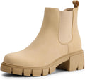 DREAM PAIRS Women's Elastic Chelsea Ankle Boots - Stable Chunky Heel