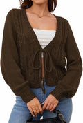 SOLY HUX Cropped Tie Front Cardigan Sweater - Dainty Y2K Style