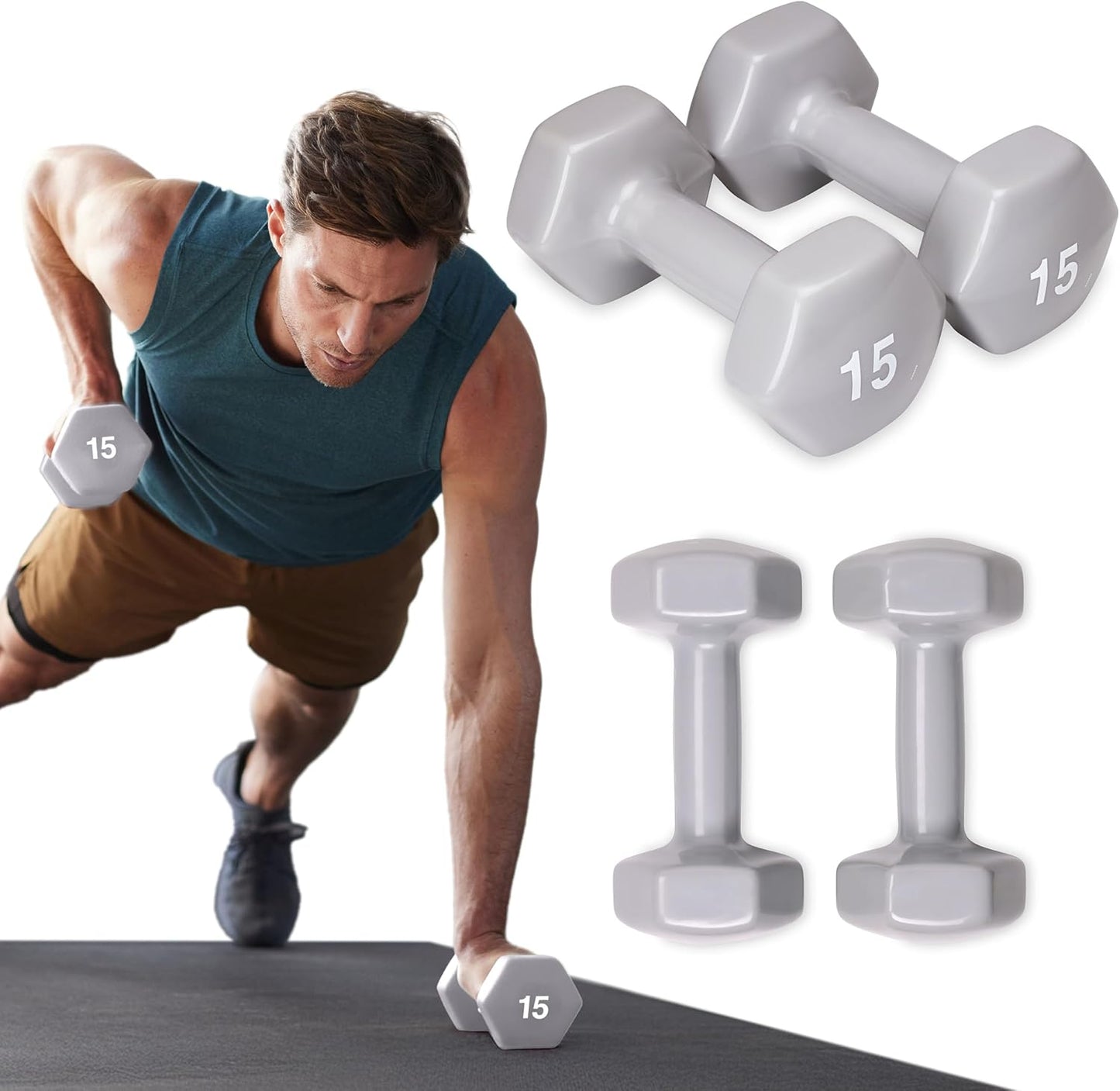 SPRI Dumbbells Hand Weights Set of 2 for Home Gym Workouts
