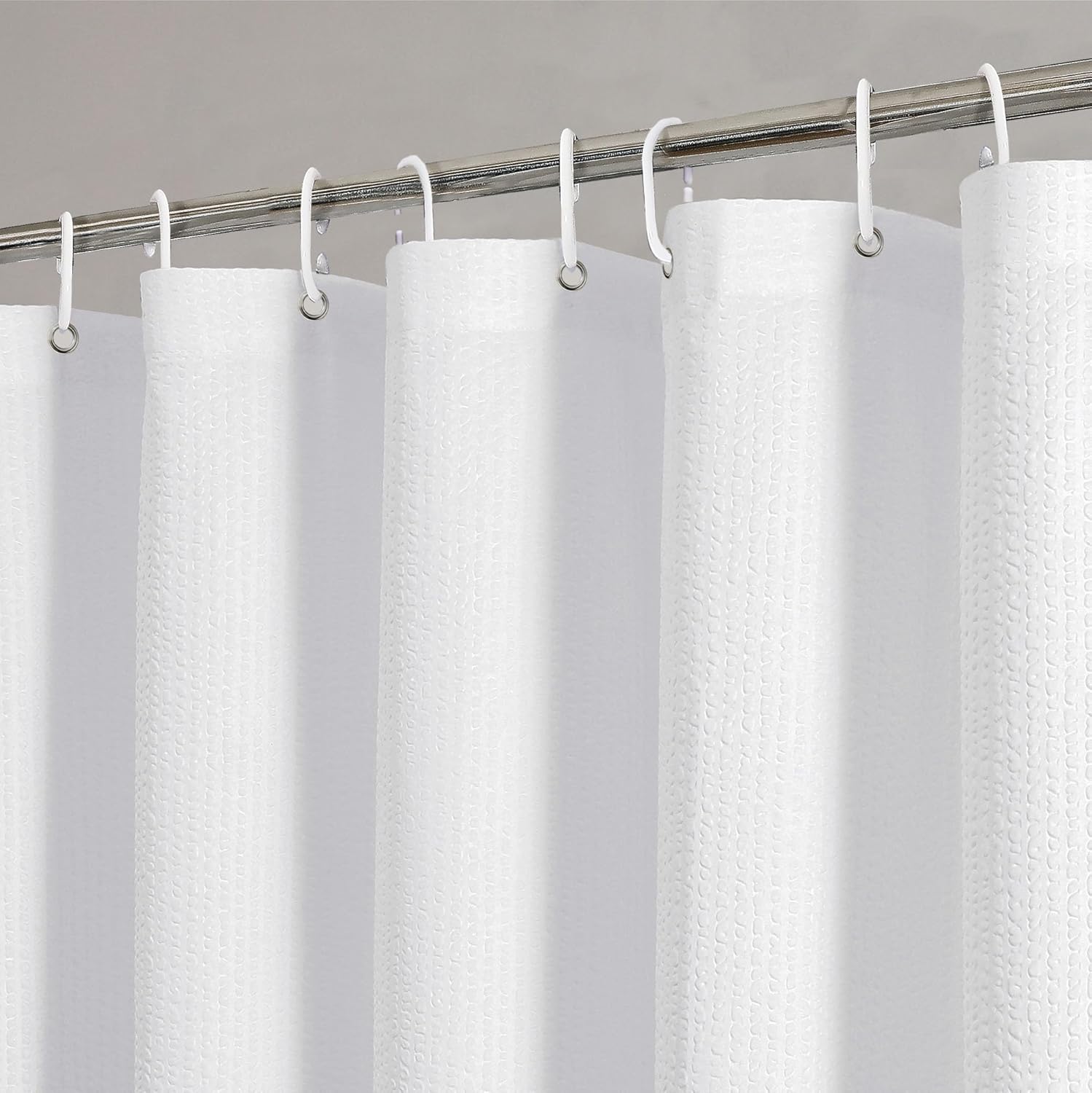 OVZME White Textured Shower Curtain - Water-Resistant & Spa Quality