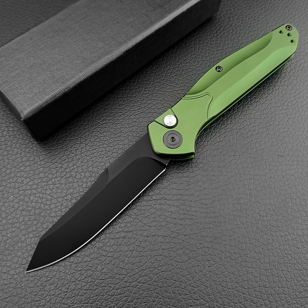 7.7in Button Fast Opening Folding Knife with D2 Steel Blade
