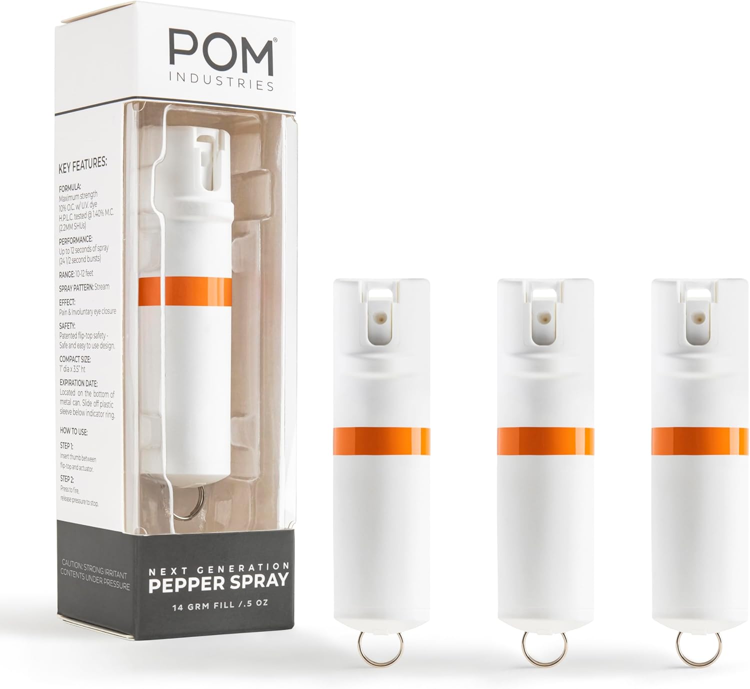 POM Pepper Spray Keychain - Maximum Strength Self Defense Tool