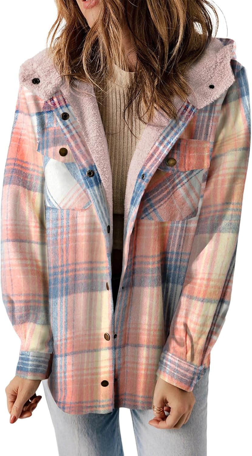Dokotoo Womens Plaid Shacket Jacket for Cozy Fall Style