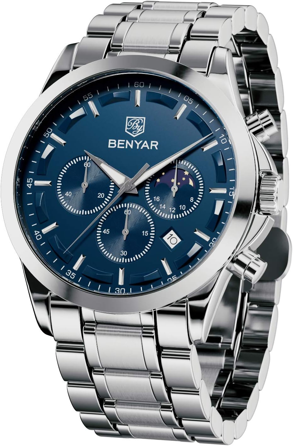 BY BENYAR Mens Watches Analog Quartz Chronograph Waterproof Style