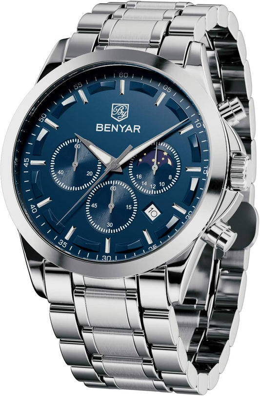 BY BENYAR Mens Watches Analog Quartz Chronograph Waterproof Style