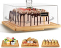 Rotatable Square Cake Stand with Lid 11in Bamboo - Smooth 360 Display