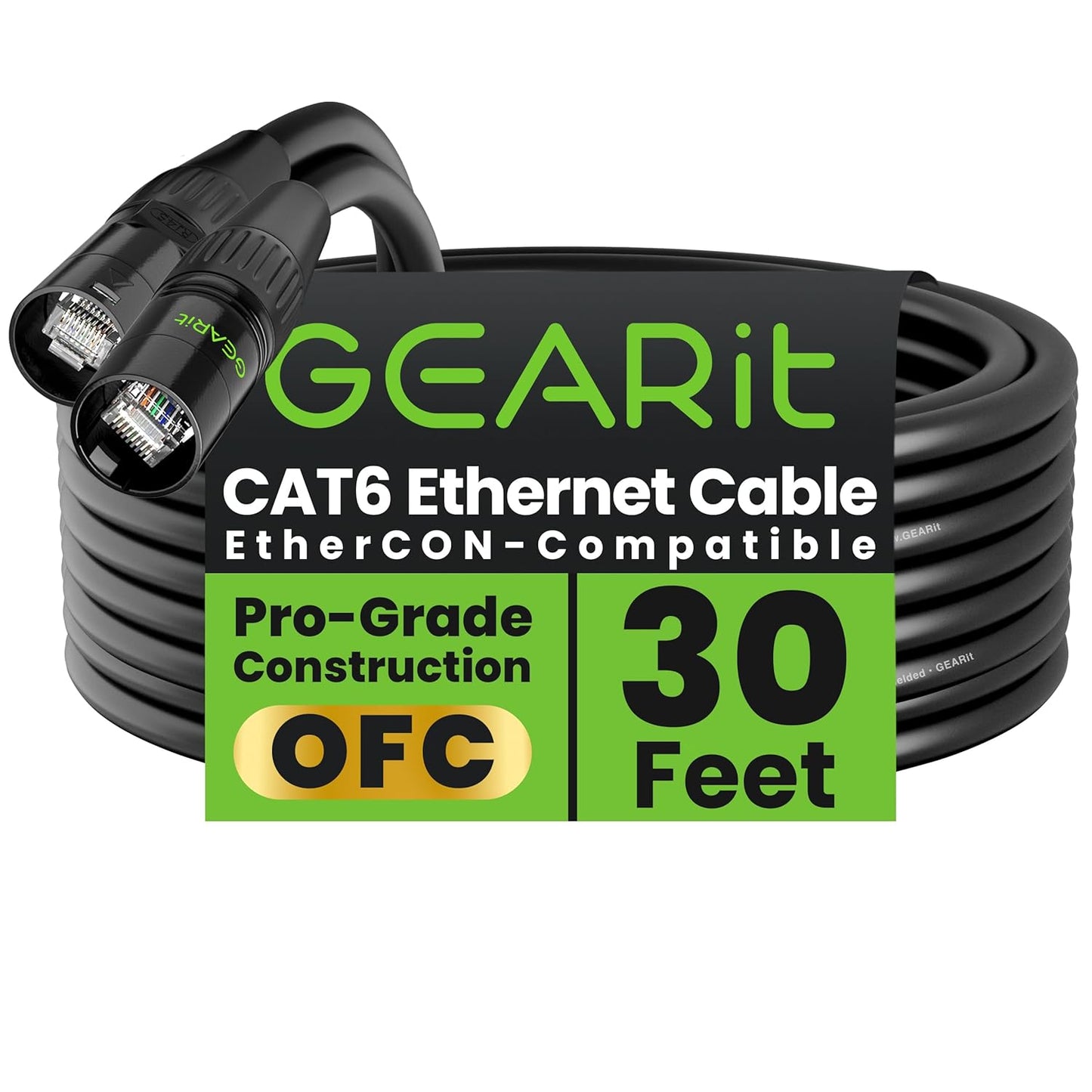 GEARit Shielded CAT6 Ethercon Cable for Pro Audio & Lighting