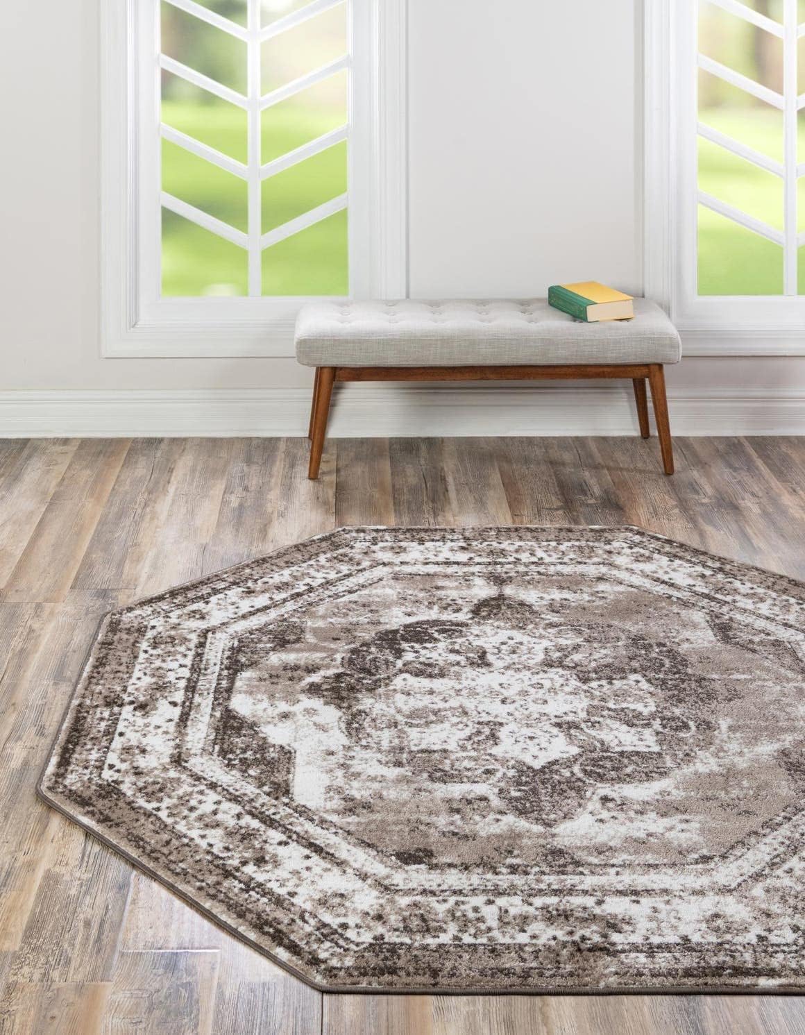 Unique Loom Sofia Collection Area Rug - Light Brown Octagon Design