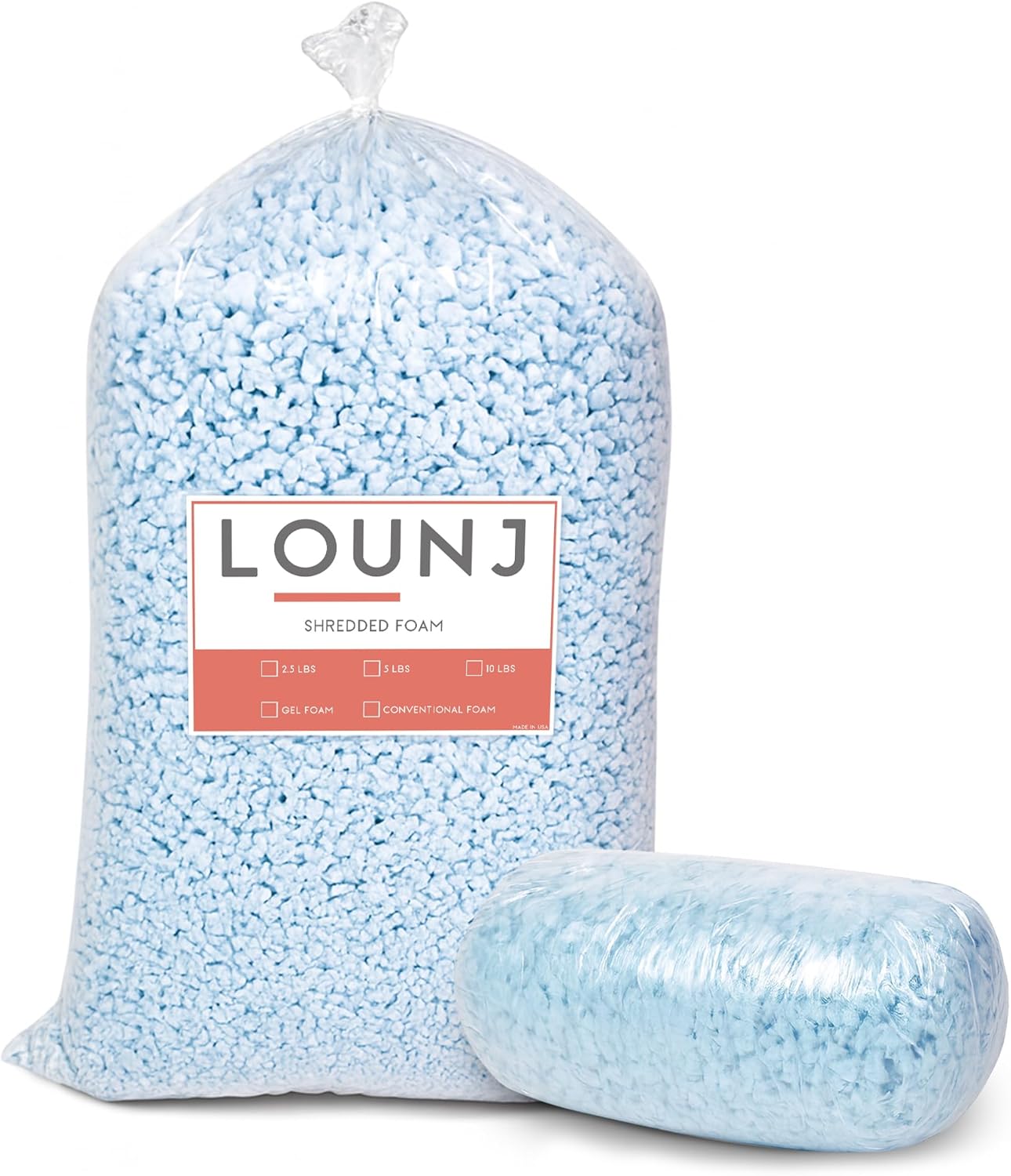 LOUNJ 10lbs Bean Bag Filler for Pillows, Dog Beds, and More